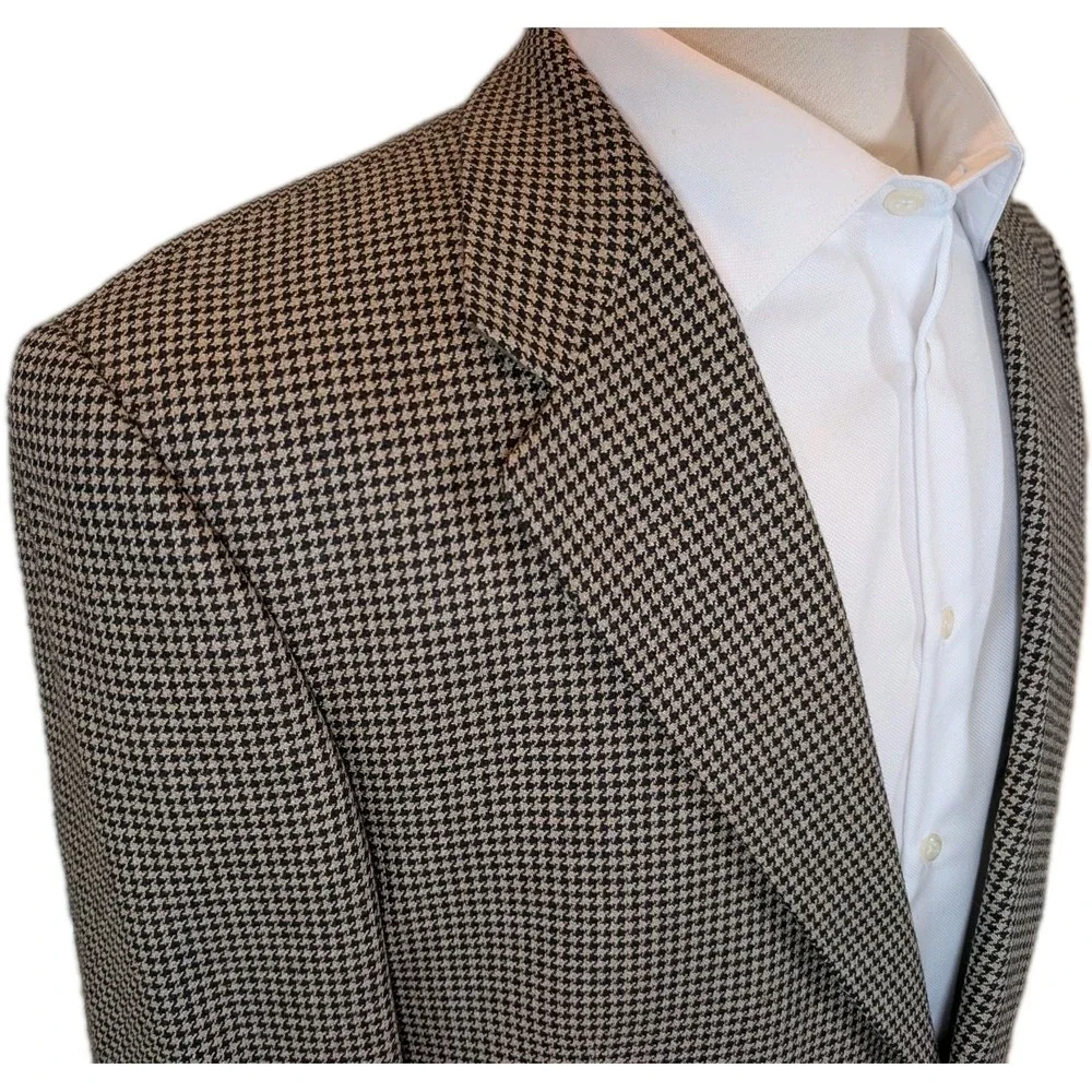 VINTAGE Polo Ralph Lauren Blazer Mens 44R Houndstooth University Club Sport Coat